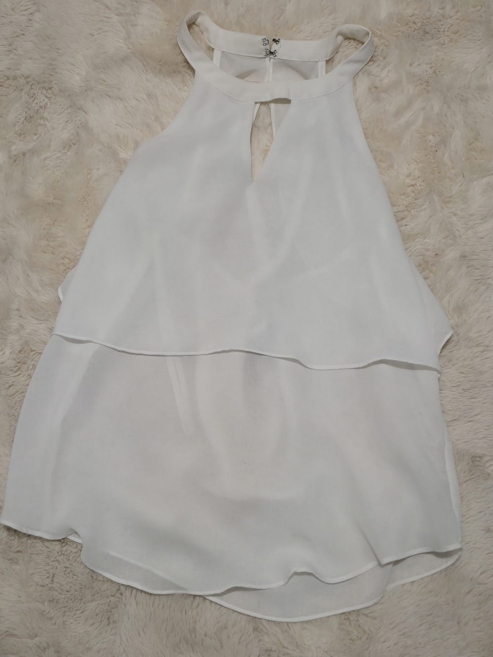 Naked Zebra White Halter Layered Chiffon Camisole